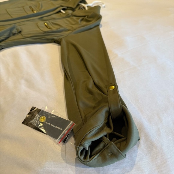 INC International Concepts Olive Green Belted Sheath Dress Long Sleeve Collared - Picture 10 of 11